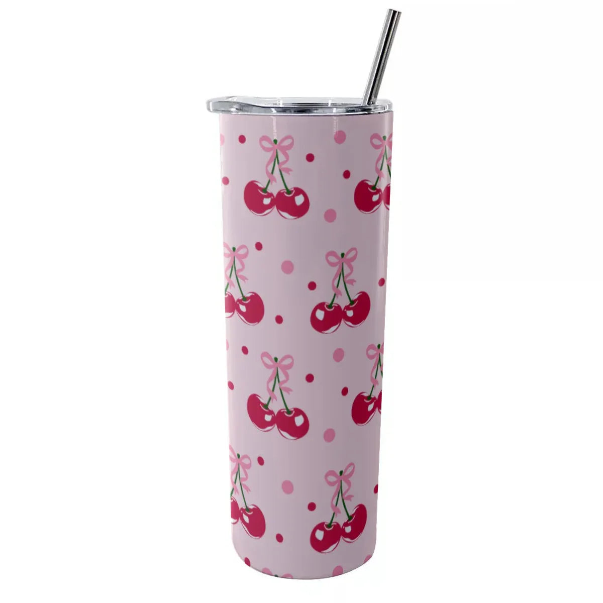Pretty In Cherries Glitter Tumbler 20 oz - Puppy's Aesthetics