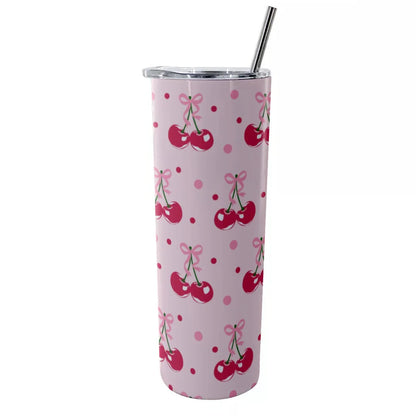 Pretty In Cherries Glitter Tumbler 20 oz - Puppy's Aesthetics