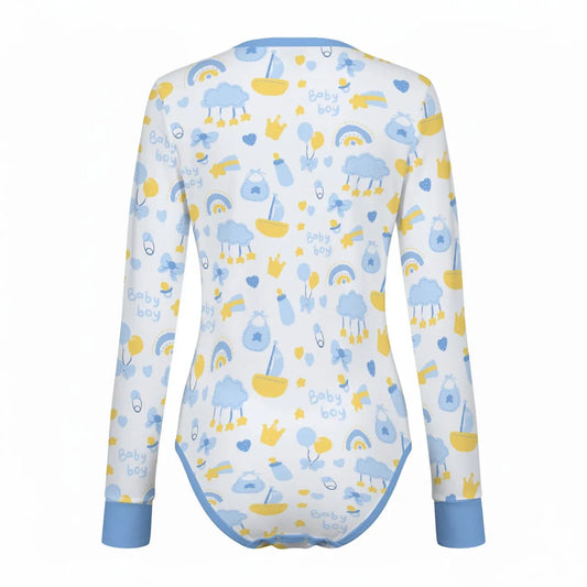 Baby Boy Dreams Long Sleeve CuddleSuit - Puppy's Aesthetics