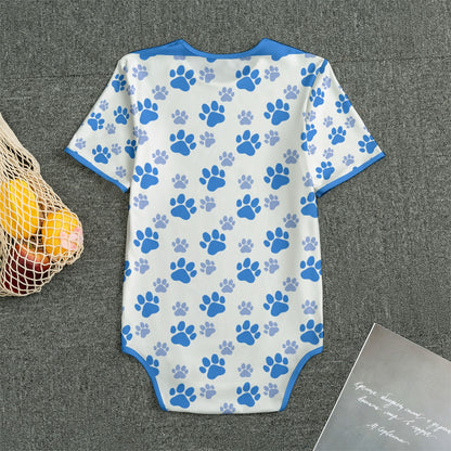 Blue Puppy Paws Adult Unisex Onesie