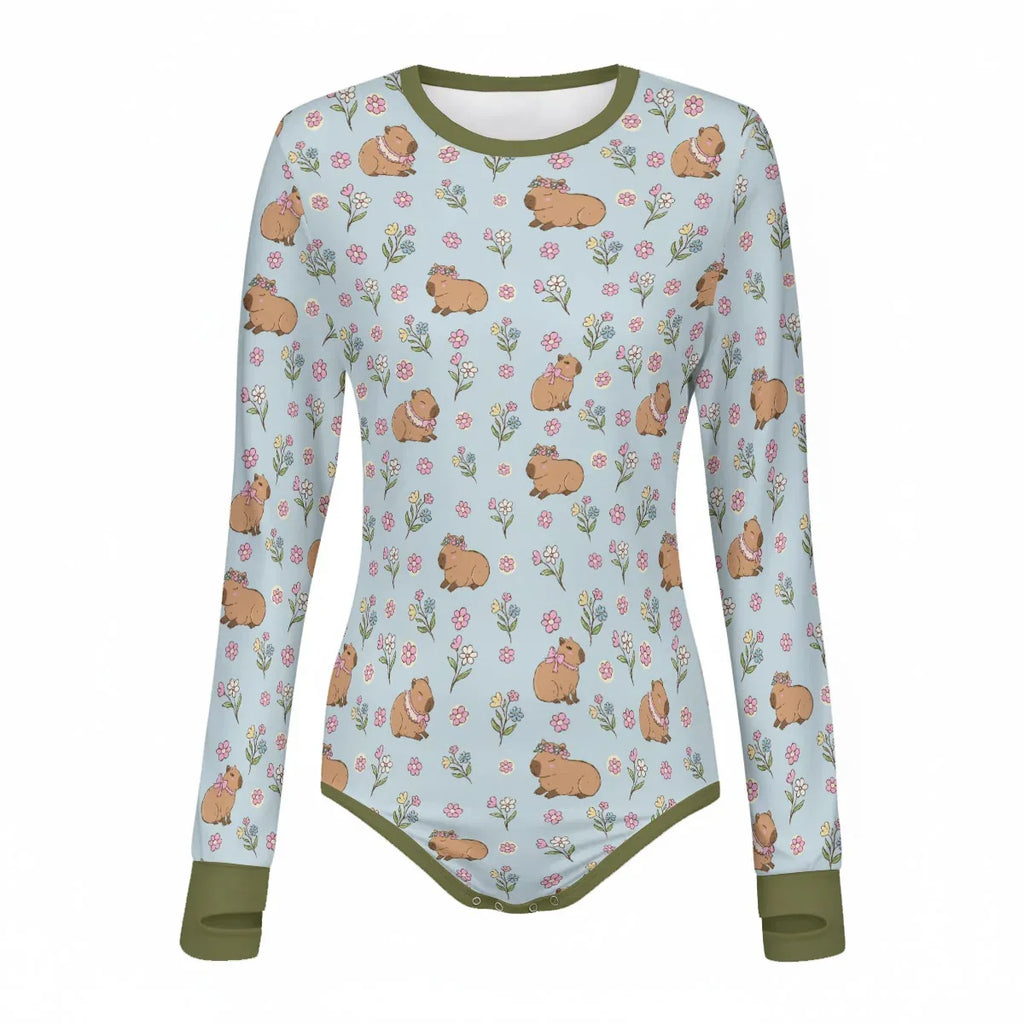 Sweet Meadow Capybara Long Sleeve CuddleSuit - Puppy's Aesthetics