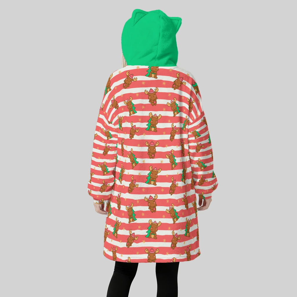 Merry Moose Ears Hoodie Blanket