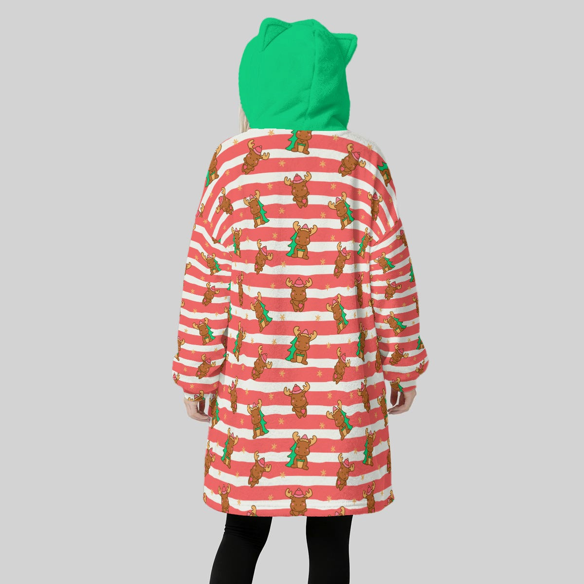 Merry Moose Ears Hoodie Blanket