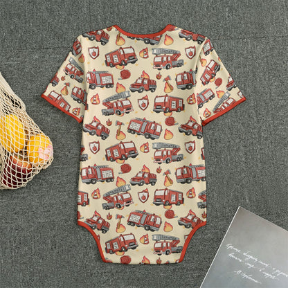 Little Firefighter Short Sleeve CuddleSuit