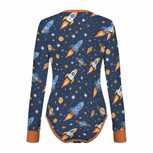 Cosmic Rocket Long Sleeve CuddleSuit - Puppy's Aesthetics