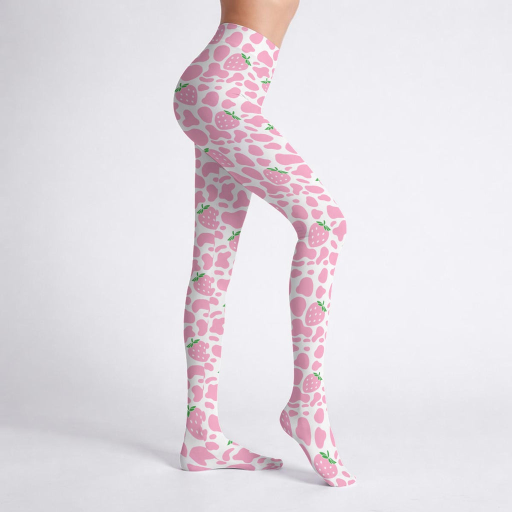 Strawberry Moo Pink Stretchy Tights