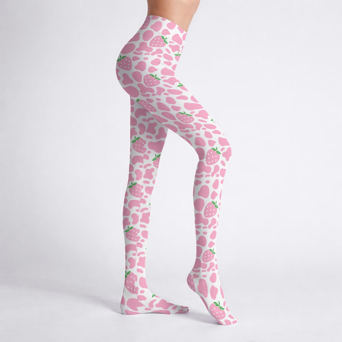 Strawberry Moo Pink Stretchy Tights