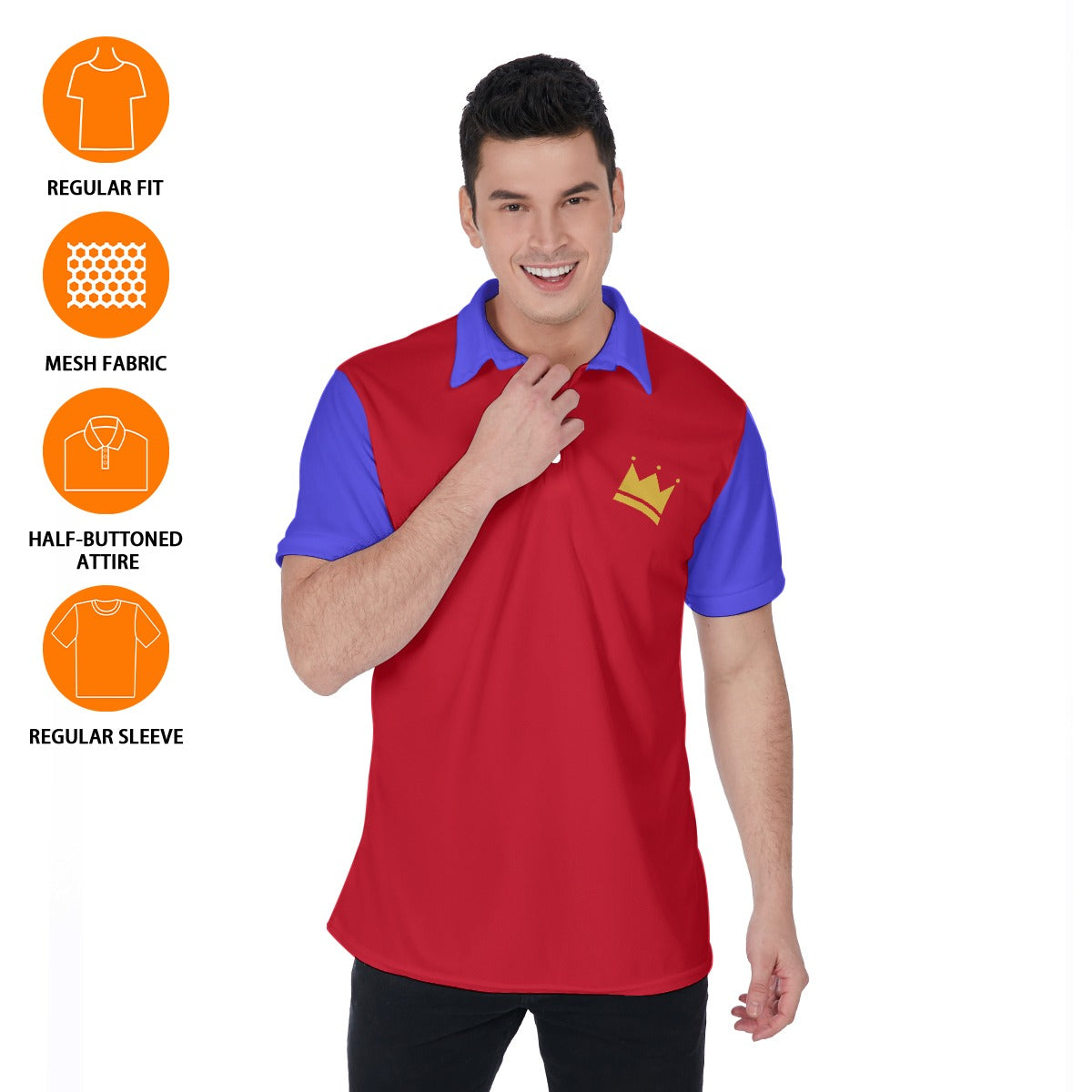 Red & Blue Crown Polo Shirt