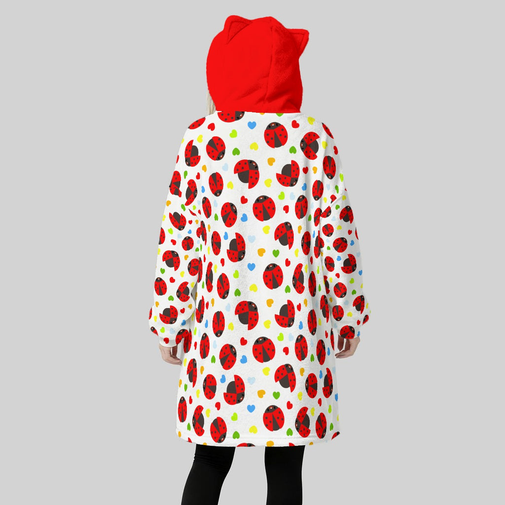 Lucky Ladybug Ear Hoodie Blanket