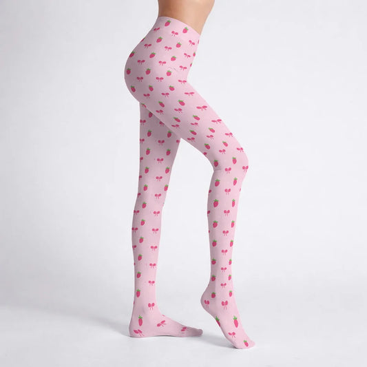 Pretty Lil Strawberries Stretchy Tights - Puppy's Aesthetics