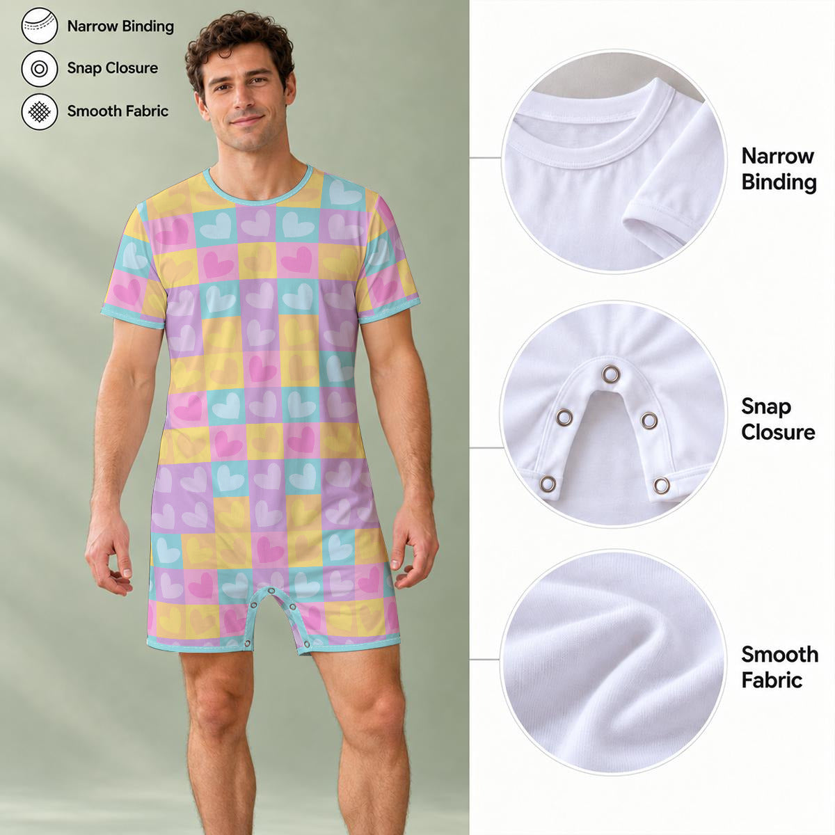 Pastel Heart Parade Play Snap Romper
