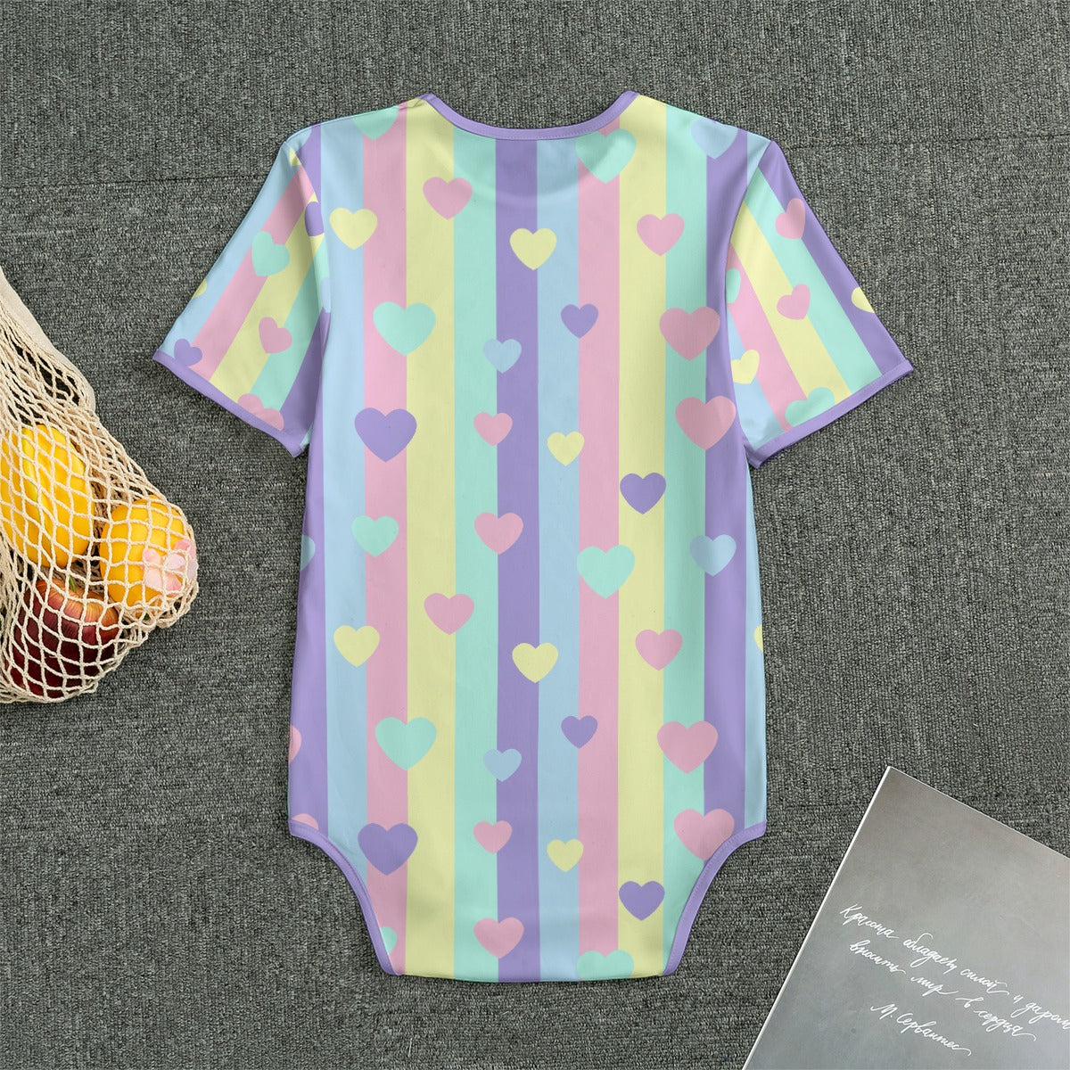 Pastel Stripes & Hearts Adult CuddleSuit