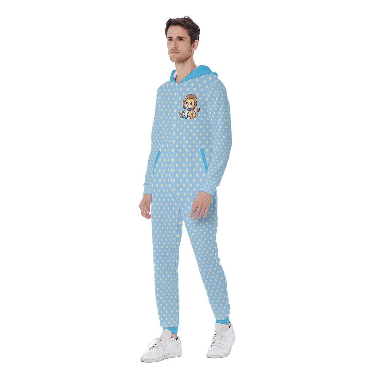 Blue Baby Lion Hooded Pajamas