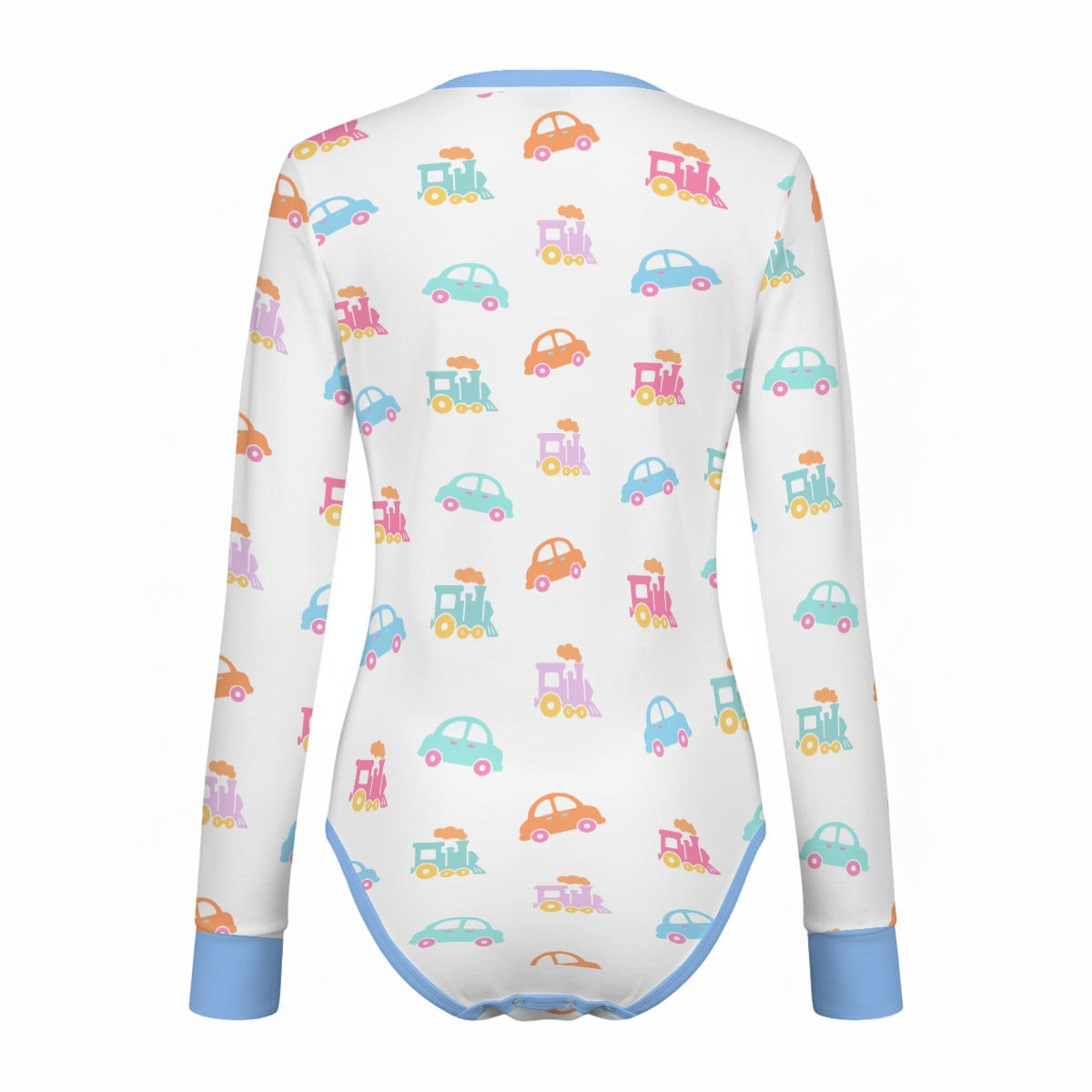 Pastel Cars & Trains Long Sleeve CuddleSuit