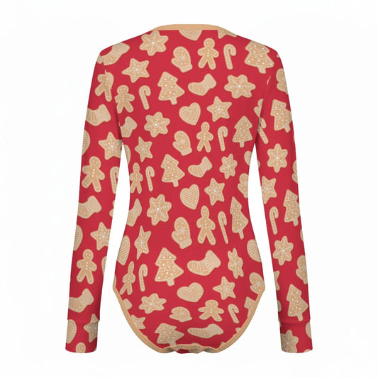 Gingerbread Dreams Long Sleeve CuddleSuit - Puppy's Aesthetics
