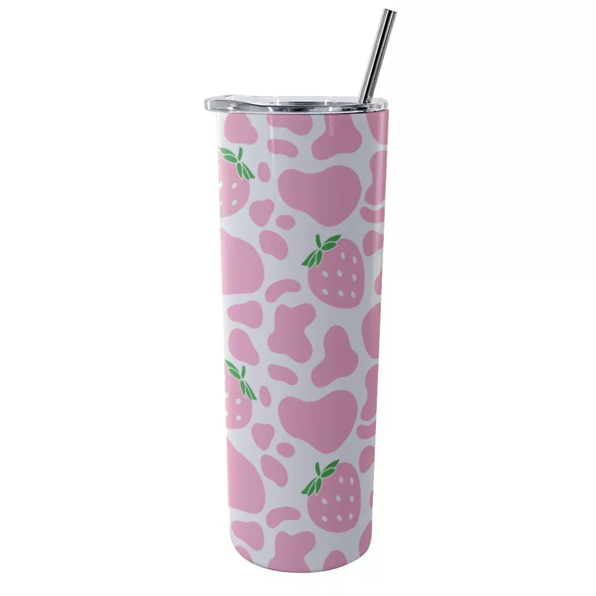 Strawberry Moo Glitter Tumbler 20 oz - Puppy's Aesthetics