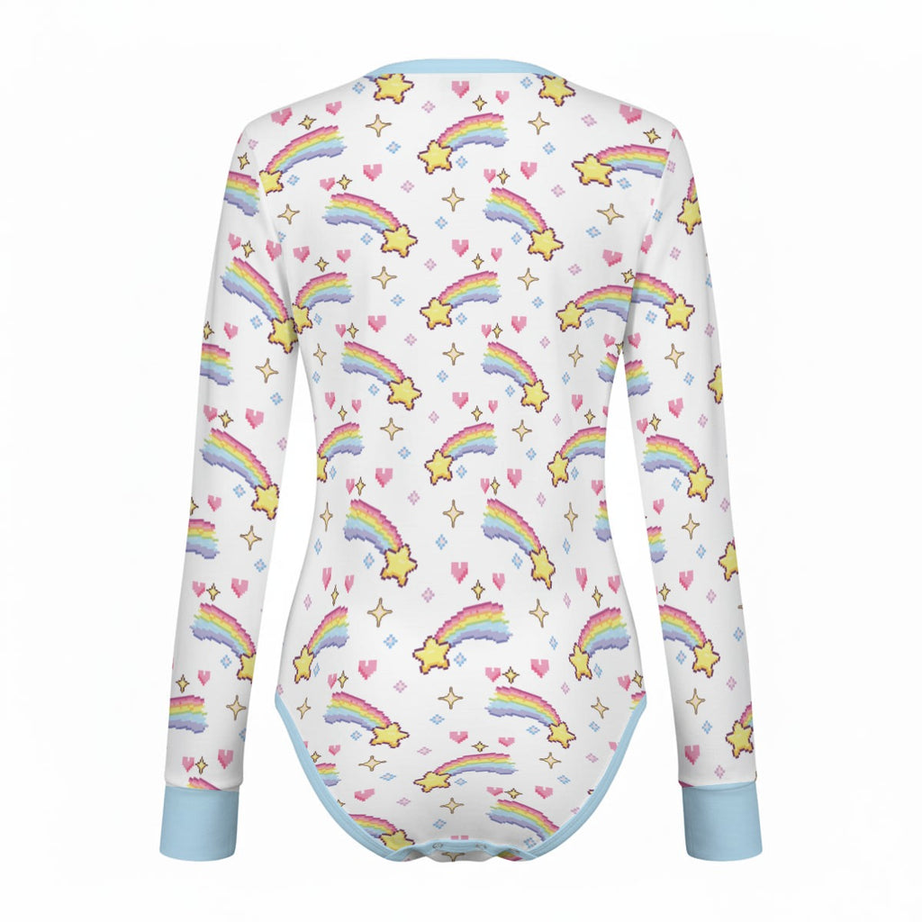 Pixel Rainbow Star Long Sleeve CuddleSuit