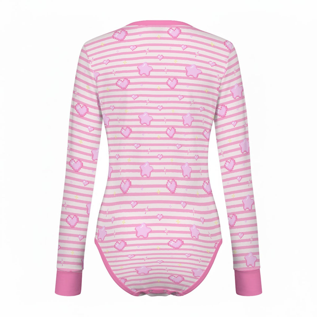 Pixel Hearts Long Sleeve CuddleSuit