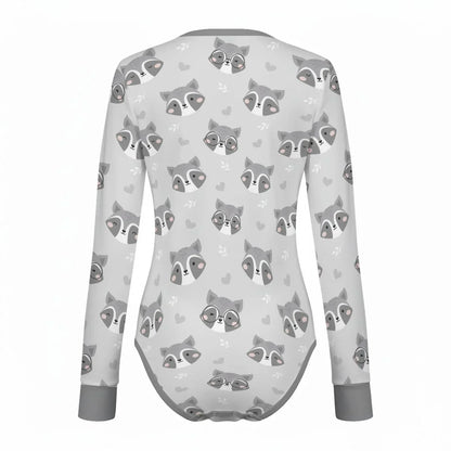Sleepy Raccoon Long Sleeve CuddleSuit - Puppy's Aesthetics