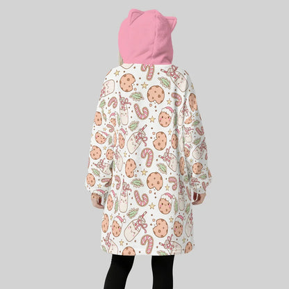 Sugar Snuggle Milk n’ Cookies Ears Hoodie Blanket - Puppy's Aesthetics