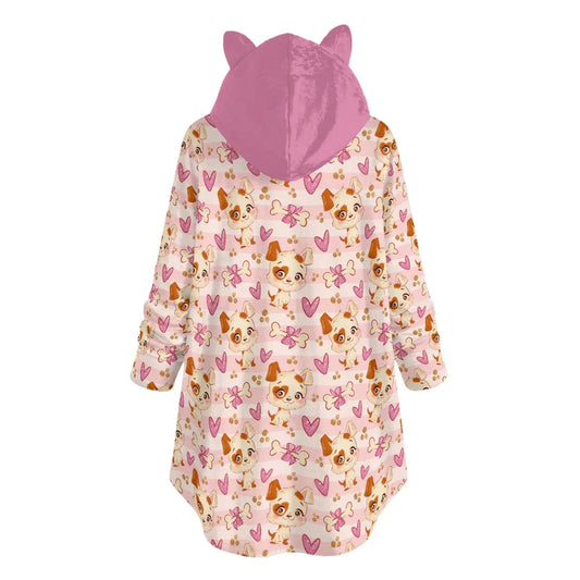Puppy Love Flannel Ears Hoodie - Puppy's Aesthetics