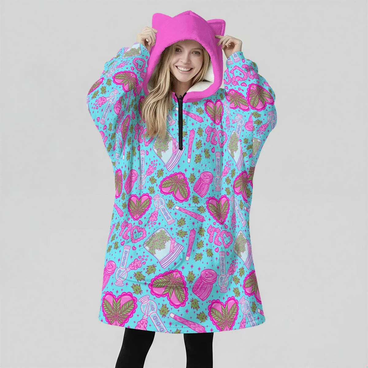 Blazed N’ Cozy Ear Hoodie Blanket - Puppy's Aesthetics