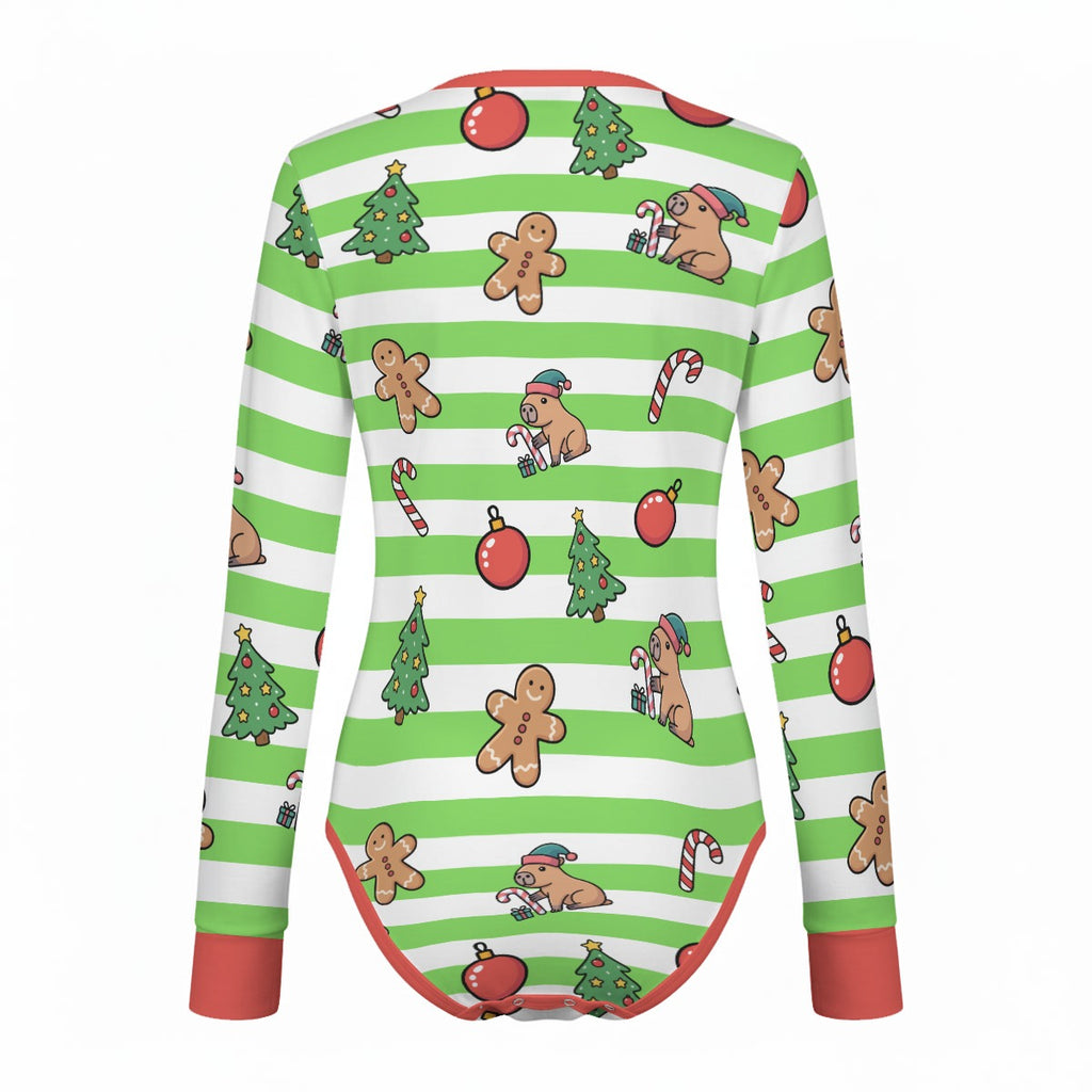 Gingerbread Capybara Long Sleeve CuddleSuit