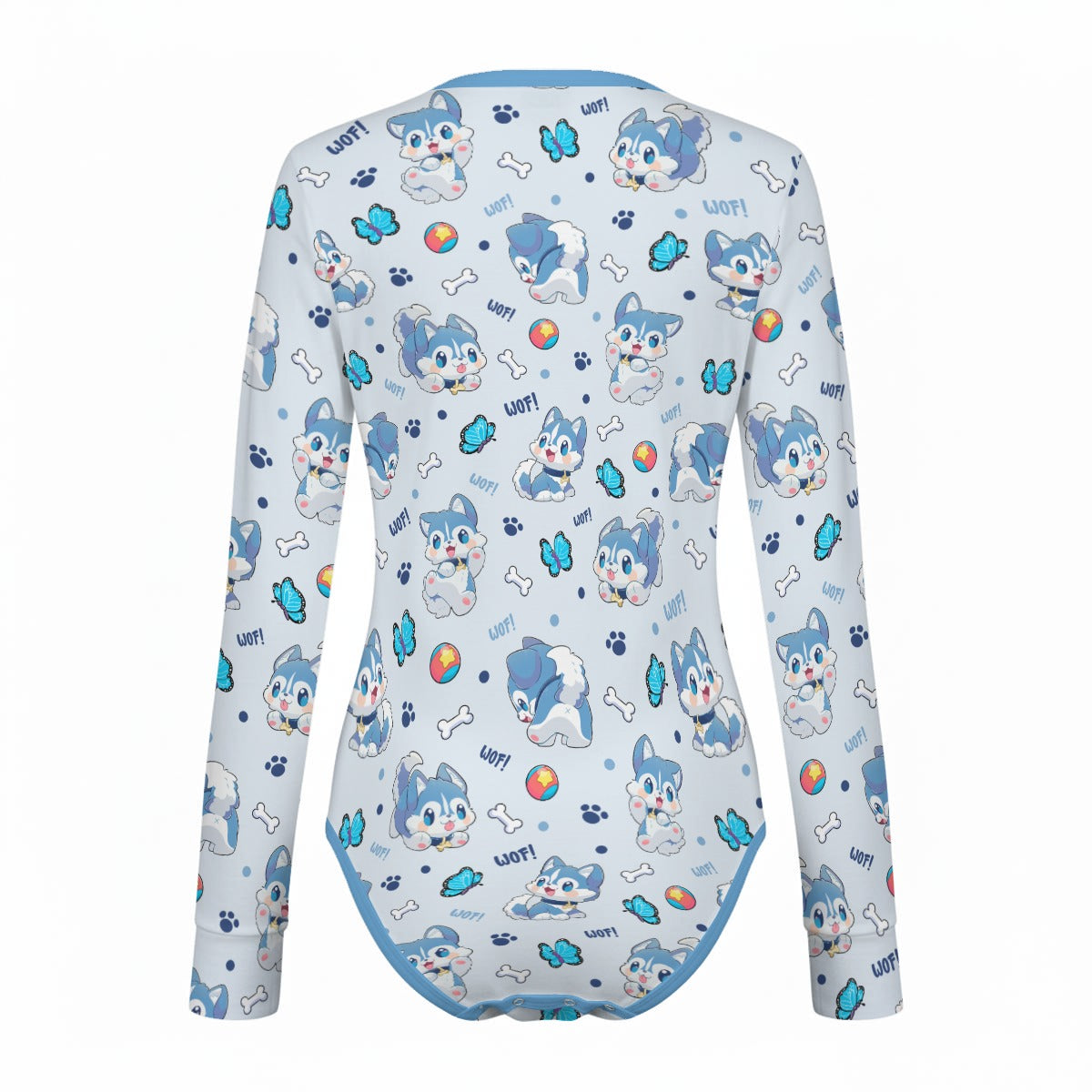 Blue Pup Long Sleeve CuddleSuit