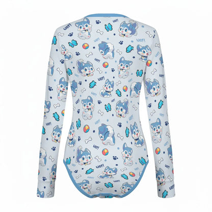 Blue Pup Long Sleeve CuddleSuit - Puppy's Aesthetics