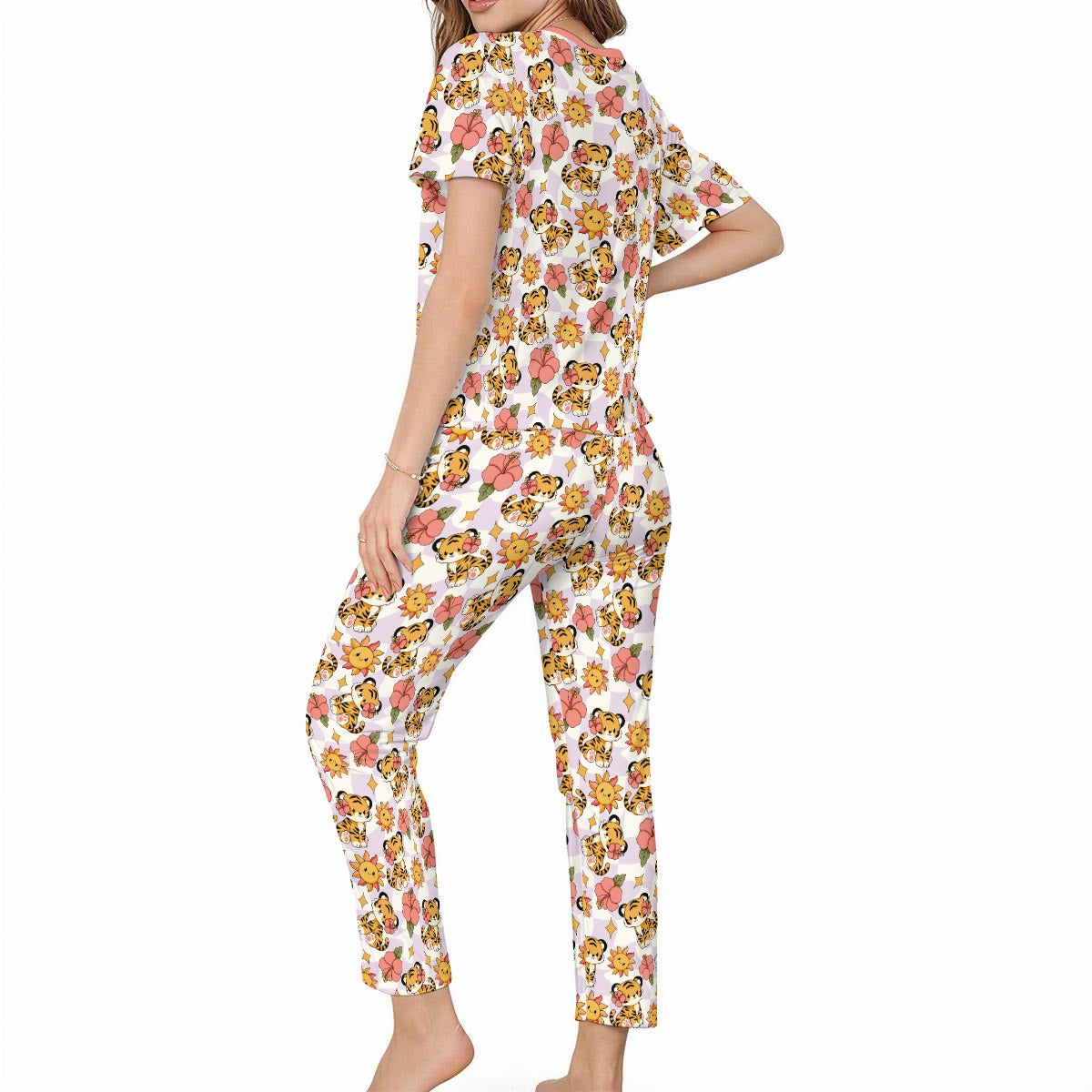 Tiger Bloom Cute Pajama Set