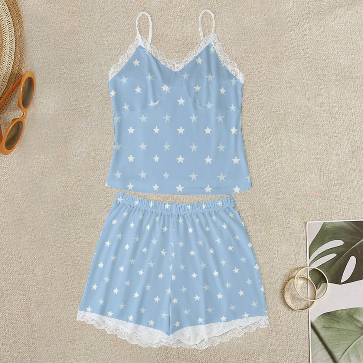 Blue Starry Cami Lace Set