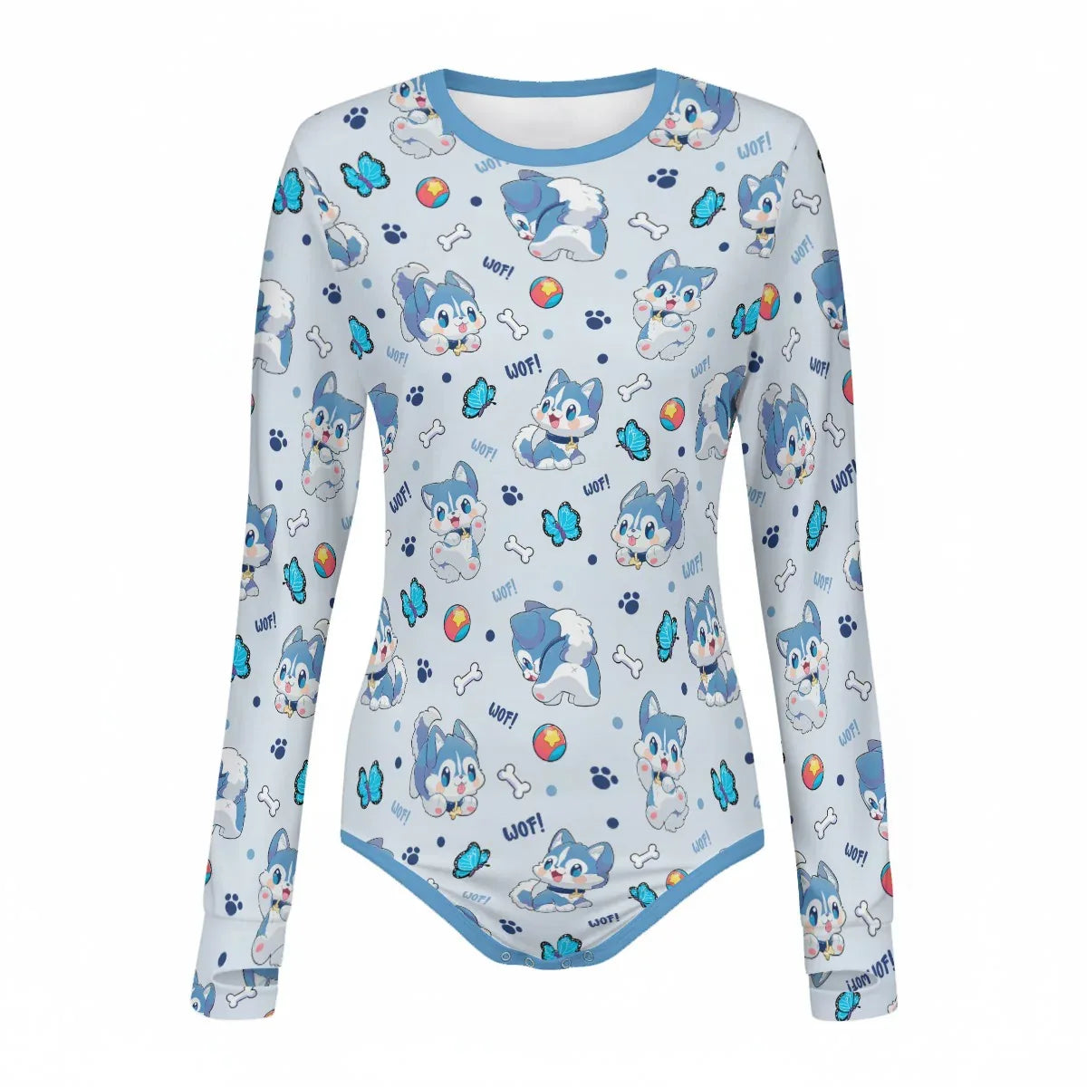 Blue Pup Long Sleeve CuddleSuit - Puppy's Aesthetics