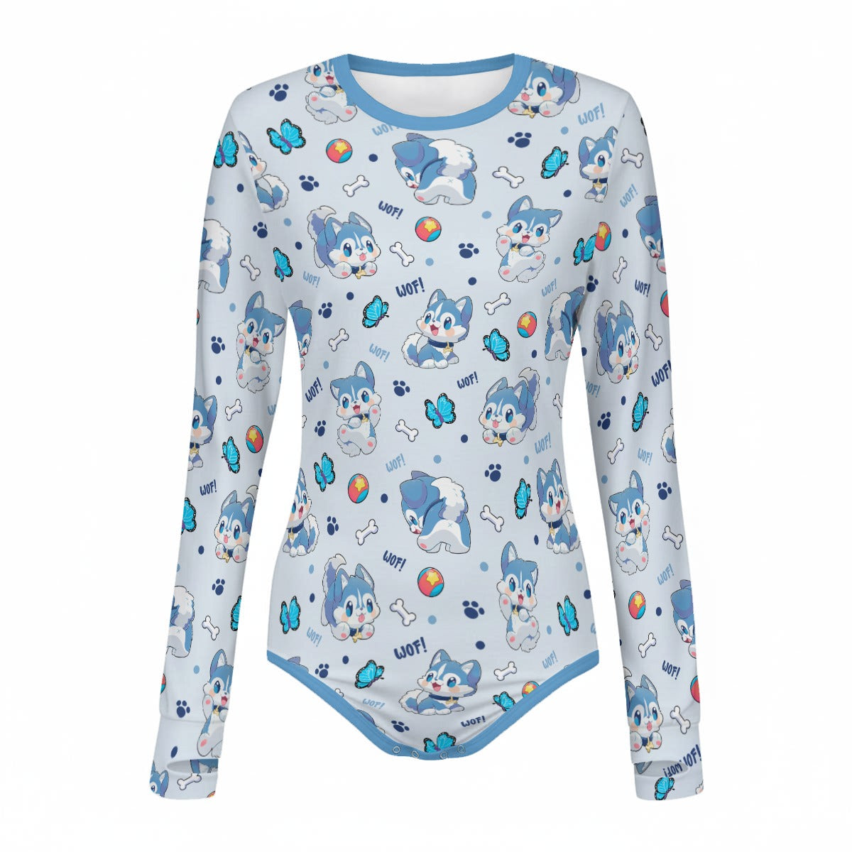 Blue Pup Long Sleeve CuddleSuit