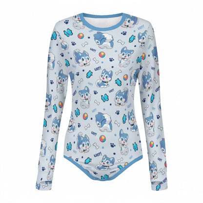 Blue Pup Long Sleeve CuddleSuit - Puppy's Aesthetics