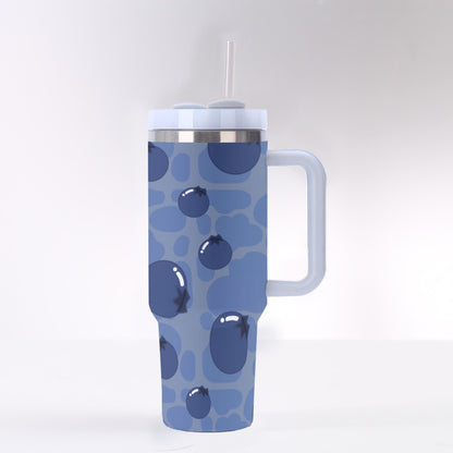 Blueberry Cow 40oz Tumbler With Handle