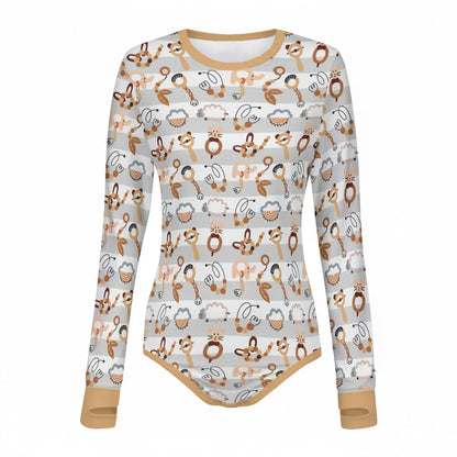 Woodland Rattle Friends Long Sleeve CuddleSuit - Puppy's Aesthetics