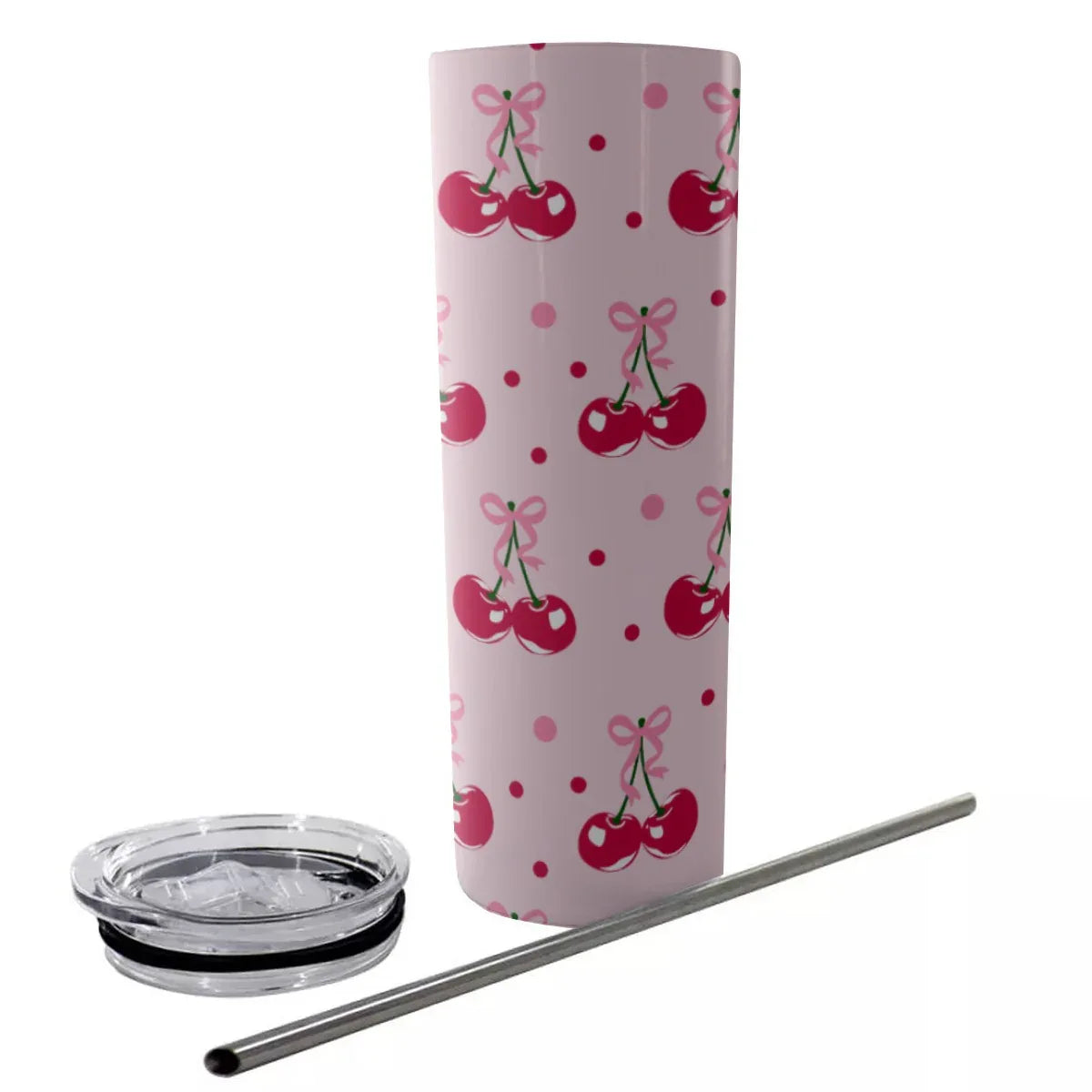 Pretty In Cherries Glitter Tumbler 20 oz - Puppy's Aesthetics