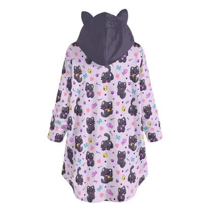 Purrfectly Playful Flannel Ears Hoodie - Puppy's Aesthetics