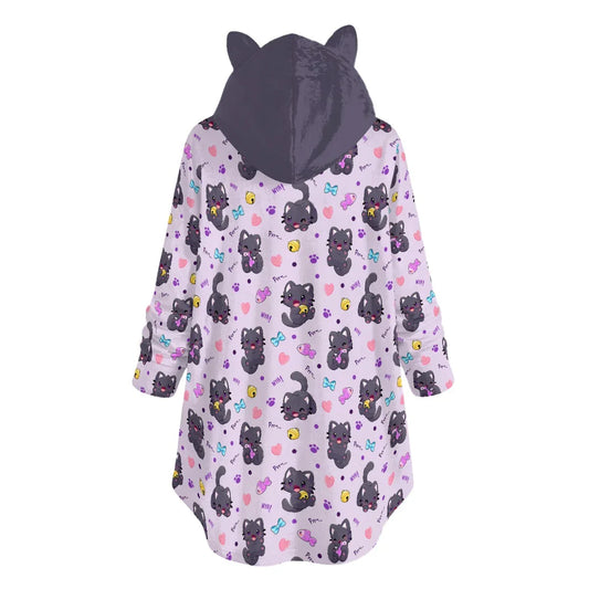 Purrfectly Playful Flannel Ears Hoodie - Puppy's Aesthetics