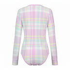 Pastel Plaid Kitty Long Sleeve CuddleSuit