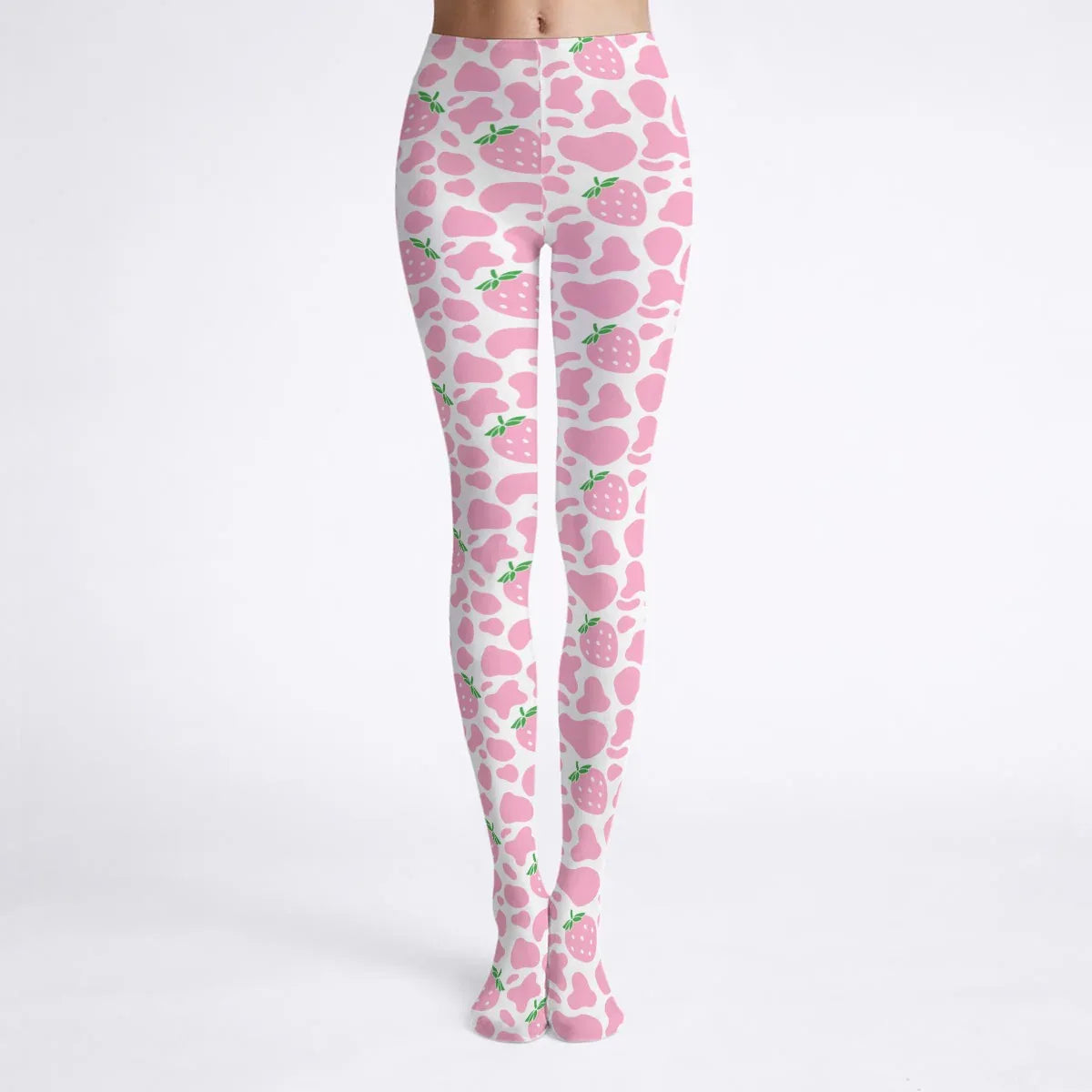 Strawberry Moo Pink Stretchy Tights - Puppy's Aesthetics