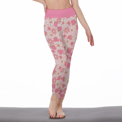 Strawberries & Daisies High Waist Leggings