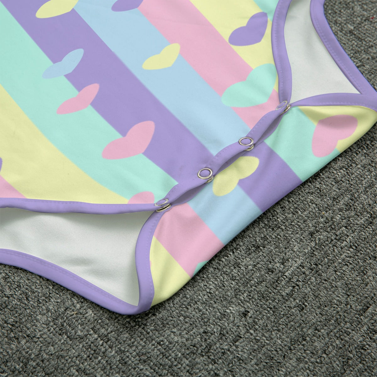 Pastel Stripes & Hearts Adult CuddleSuit