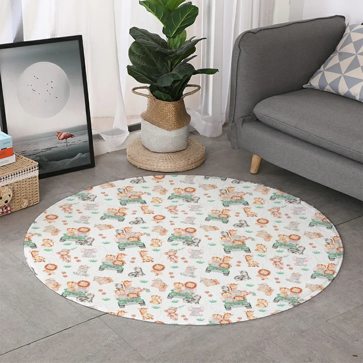 Sweet Safari Round Floor Mat - Puppy's Aesthetics