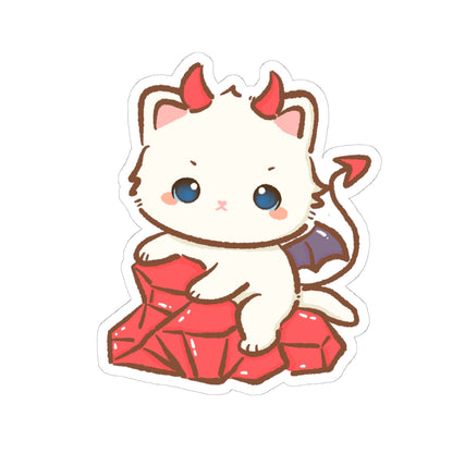 Kawaii Demon Kitty Kiss-Cut Sticker - Puppy's Aesthetics