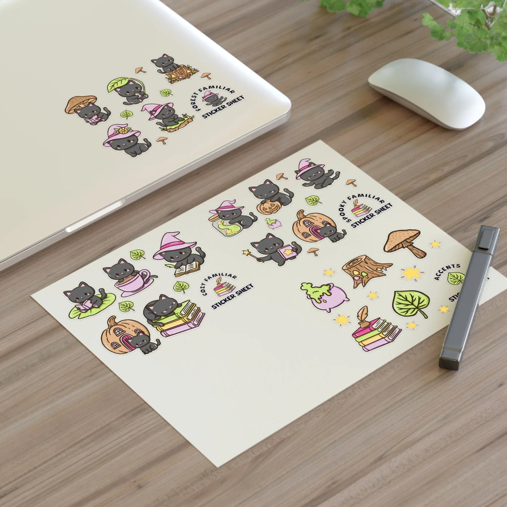 Kitty Cozy Familiar Sticker Sheet - Puppy's Aesthetics