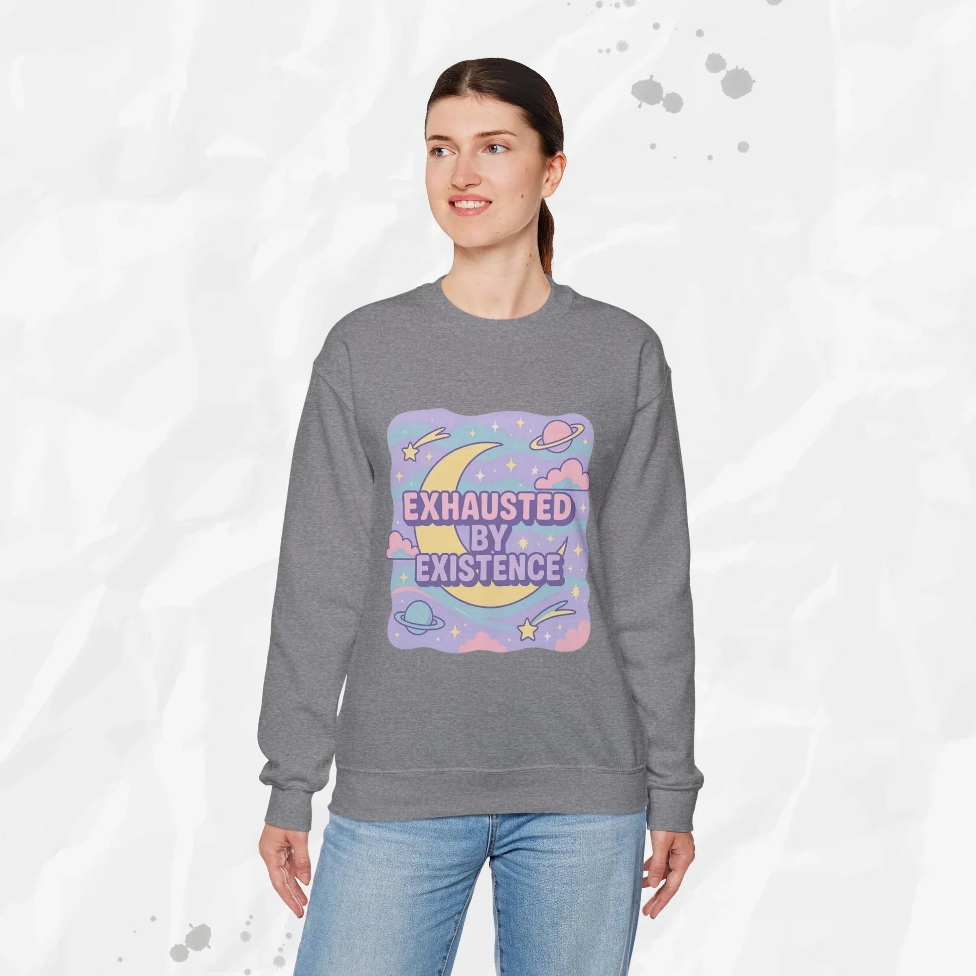 Exhausted by Existence Crew Sweater (Colors) - Puppy's Aesthetics