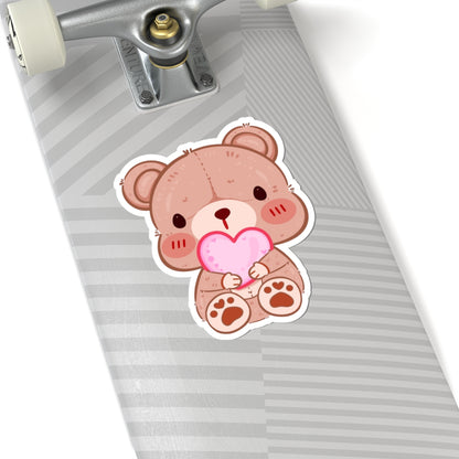 Cute Teddy Bear Heart Kiss-Cut Sticker - Puppy's Aesthetics