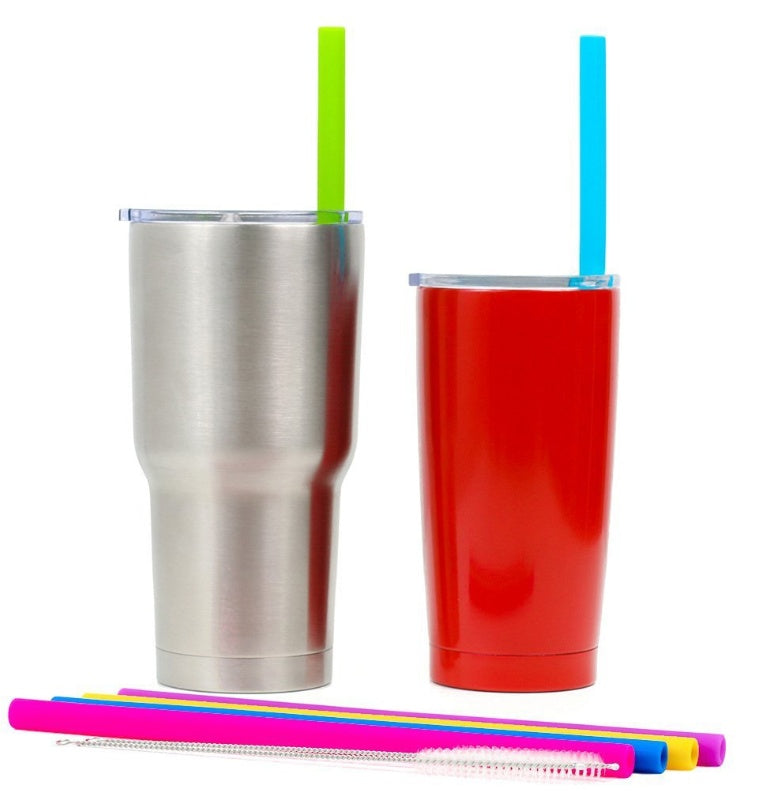 Sippy Sweeties – Reusable Rainbow Silicone Straw Set (6 Pack + Brush)