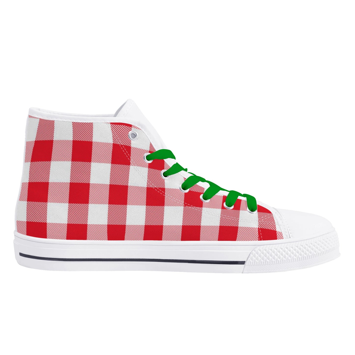 Strawberry Plaid Ladies High Top Canvas Shoes